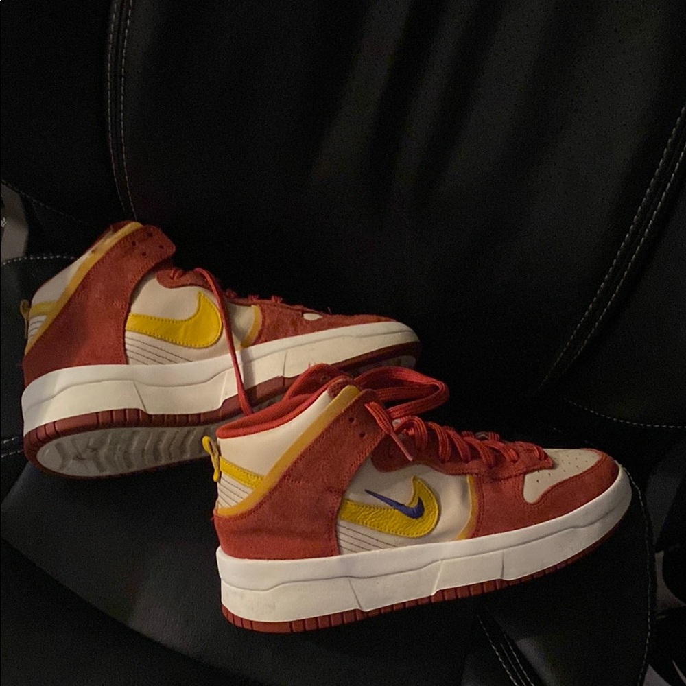 Nike Dunk Red and Yellow High-Tops BX1